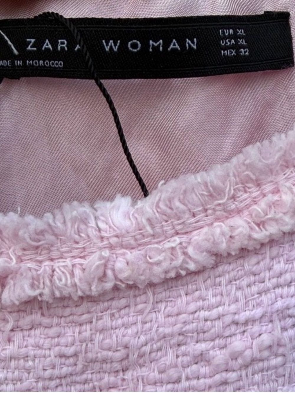 Zara Pink Square-Neck Tweed Mini Dress - Picture 2 of 8